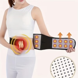 Centura lombara, ajustabila, unisex, cu turmalina si magneti, masura M, 100 cm, culoare negru - Img 2