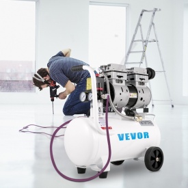 Compresor de aer 25L, portabil, 1 CP, fara ulei, rezervor de otel 750 W, compresor de aer 115 PSI, compresor ultra silentios pentru reparatii la domiciliu, umflarea anvelopelor - Img 8