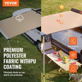 Copertina laterala auto mare de 2 x 2,4 m, retractabila, impermeabila, UV50+ cu geanta de depozitare, inaltime reglabila, potrivita pentru camion, SUV, autoutilitare, rulote - Img 4