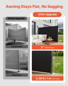 Copertina laterala retractabila, paravan lateral retractabil pentru terasa 180x300 cm cu tesstură din poliester 180 g/m², paravan de soare impermeabil, separator de camera pentru gradina, balcon, piscine, terasa, negru - Img 4