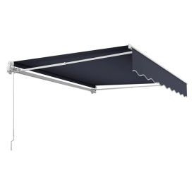 Copertina retractabila manuala, 300 x 250 cm, pentru terasa exterioara, parasolar retractabil, adapost pentru usa si fereastra din poliester rezistent la apa, cu maner manivela pentru curte, balcon, culoare gri - Img 2