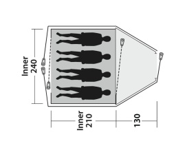 Cort camping tip cupola cu 2 camere, pentru 4 persoane, 355x260x135 cm, Outwell Tent Cloud 4 - Img 12