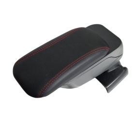 Cotiera auto compatibila Ford Focus III 2011-2018, piele ecologica neagra cu cusatura rosie - Img 3