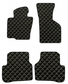 Covorase auto, mochete auto piele ecologica compatibile VW Tiguan 2007-2016, culoare negru si cusatura bej