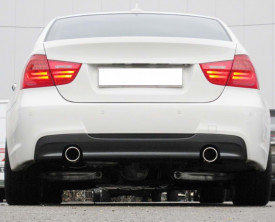 Difuzor Bara Spate Cu Evacuare Dubla Simpla compatibil cu BMW Seria 3 E90 E91 2004-2012 MT Design