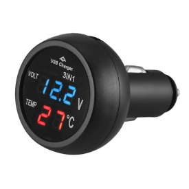Dispozitiv Smart-Plug, 3 in 1, voltmetru auto, termometru auto, incarcator auto, 12-24V