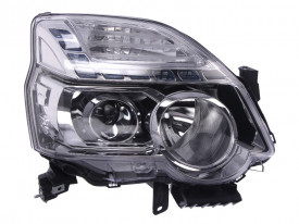 Far Dreapta D1S/H1, electric, cu motor, culoare argintiu, culoare semnalizator transparent compatibil NISSAN X-TRAIL II 2010-2012