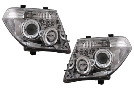 Faruri Angel Eyes compatibil cu Nissan Navara D40 (2004-2009) Pathfinder R51 (2005-2008) Crom - Img 1