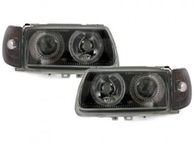 Faruri compatibil cu VW Polo 6N Hatchback (10.1994-09.1999) Angel Eyes Negru - Img 1