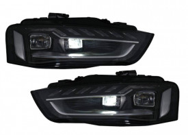 Faruri Full LED compatibil cu Audi A4 B8.5 Facelift (2012-2015) Negru Semnal Dinamic A4 B9.5 Design - Img 4