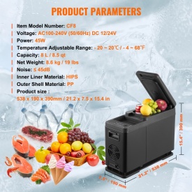 Frigider auto 12 volti cu cotiera, congelator portabil 8L, racitor cu compresor 12V 24V 240V pentru exterior, camping, autoturism, camion, rulota - Img 6