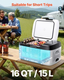 Frigider auto de 15L, voltaj operare 12V 24V DC si 100-240V AC 60W, -20C - 20 grade C pentru exterior, camping, rulote - Img 2