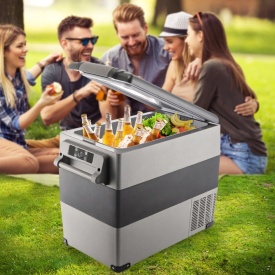Frigider portabil 55L, frigider auto, 12V 24V 220 V, congelator, pentru camping, camion, barca - Img 9