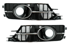 Grile Laterale compatibil cu AUDI A6 C7 4G Facelift 2015-2018 Negru Lucios si Crom