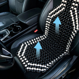 Husa scaun auto individuala, pentru fata, bile din lemn 128x40 cm, negru - Img 2