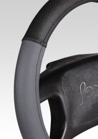 Husa volan imitatie piele perforata neagru cu gri diam. 38 cm - Img 3