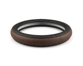 Husa volan piele perforata, negru cu maro compatibil cu Skoda Superb 2002-2008