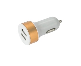 Incarcator auto USB 2 porturi iesire 2.1A 3.1A, si cablu cu capete micro USB, mufa Iphone si iPad, incarcare rapida, auriu - Img 2