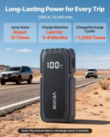 Jump Starter, 1500A, Jumper Baterie Auto, Booster Portabil Baterie Litiu 12V, Jump Box cu Lanterna in 3 moduri si cabluri, pentru motoare de pana la 6L Benzina si 4L Diesel - Img 4