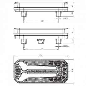 Lampa spate 4 functii, frana, pozitie, semnalizare dinamica, catadioptru, LED 12/24V, 236x104mm, WAS - Img 5