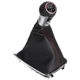 Nuca schimbator auto cu manson imitatie piele neagra VW Golf 7 2012-2019, 6 trepte, GTI Design - Img 3