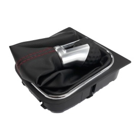 Nuca schimbator cu manson VW Golf V 2003-2008, Vw Golf VI 2008-2012, VW Jetta 2005-2010, 5 trepte, cusatura rosie, GTI Design - Img 4