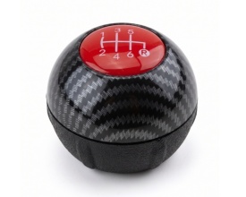 Nuca schimbator de viteze compatibil cu Fiat 500 Abarth 2007->, 6 trepte, carbon cu rosu