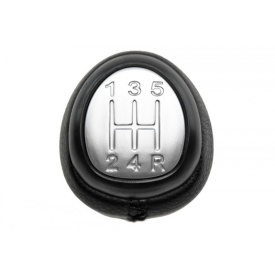 Nuca schimbator de viteze compatibil cu Saab 9-3 2003-2012, piele ecologica, 5 trepte, culoare negru cu argintiu - Img 3