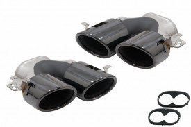 Ornamente pentru sistemul de evacuare compatibil cu Mercedes A-Class W177 CLA II X118 C118 GLA SUV H247 GLB SUV X247 35 AMG, 45 AMG 2018-> 45S Design Negru - Img 2