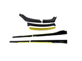 Pachet exterior aero universal, prelungire bara fata si praguri laterale negru cu galben