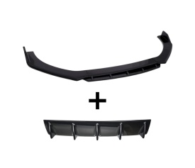 Pachet exterior Prelungire bara fata Megane Design, negru lucios cu buza neagra, 4 piese, lungime 180 cm si Difuzor auto de bara universal culoare Negru Lucios