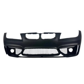 Pachet tuning Bara Fata compatibil cu BMW Seria 3 E90 E91 2004-2008 M4 CS Design, PDC, cu proiectoare si Grile Centrale Duble compatibil cu BMW Seria 3 E90 E91 Pre-LCI 2004-2008 M-Design Negru Lucios - Img 2