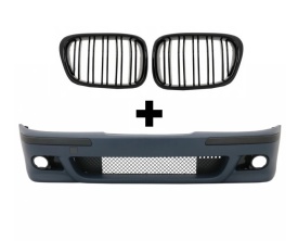 Pachet tuning Bara Fata compatibil cu BMW Seria 5 E39 1995-2003 M5 Design, fara proiectoare si Grile Centrale compatibil cu BMW Seria 5 E39 1996-2003 Negru Lucios M Design