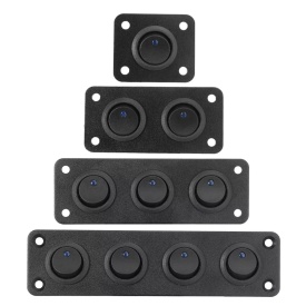 Panou incastrabil cu 3 butoane auto, cu LED Albastru, ON-OFF, universal, 12V - Img 2