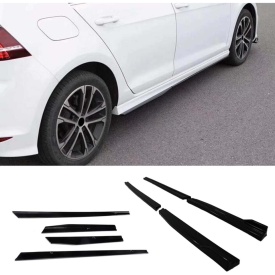 Prelungire praguri laterale compatibile VW GOLF 7 VII 2012-2020, 4 piese, negru lucios fara aripioare