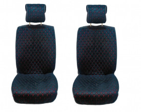 Set 2 huse scaune auto pentru fata, catifea, negru si cusatura rosie