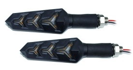 Set 2 lampi dinamice de semnalizare moto, LED, 12V , brat cauciuc, prindere cu srub M8