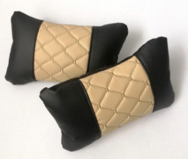 Set 2 pernute universale pentru tetiere, piele ecologica bej cu negru - Img 1