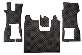 Set covorase camion, piele ecologica compatibil cu Scania L,P,G,R,S 2016-> Negru cusatura rosie AUTOMAT, cu scaun pliabil