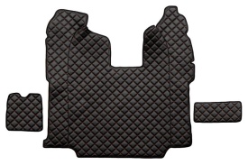 Set covorase camion, piele ecologica compatibil cu SCANIA R 2010-2016 Negru cusatura rosie, AUTOMAT, scaune normale - Img 2