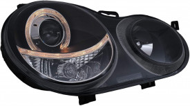 Set faruri Angel Eyes Halo Rims compatibil cu VW Polo 9N 2001-2005 Negru - Img 2
