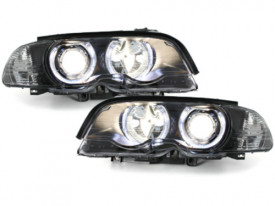 Set faruri compatibil cu BMW Seria 3 E46 Coupe 1999-2003 Angel Eyes Negru - Img 4