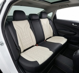 Set huse scaune auto compatibil Audi A3 8P 2003-2012, fata-spate, material textil negru cu crem - Img 4