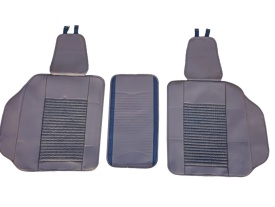 Set huse scaune auto compatibil cu Dacia Logan III 2021-> piele ecologica maro cu material textil maro, fata-spate - Img 3