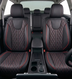 Set huse scaune auto compatibil cu Opel Corsa E 2014-2019 piele ecologica negra cu cusatura rosie, fata-spate