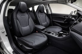 Set huse scaune auto compatibil Hyundai i30 2017->, fata-spate, piele ecologica cu tetiera integrata, negru cu gri