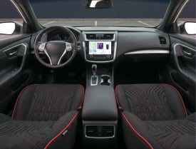 Set huse scaune auto compatibil Peugeot 3008 2009-2016, scaune standard, fata-spate, material textil negru cu cusatura rosie - Img 6