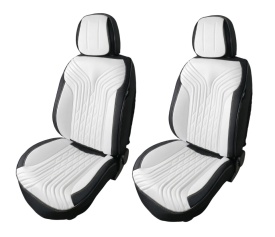 Set huse scaune auto compatibil Skoda Fabia III 2014-2021, fata-spate, material textil Negru cu alb - Img 3