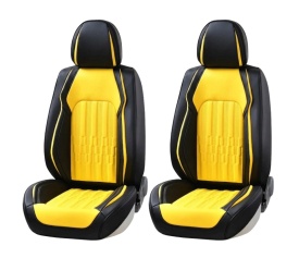 Set huse scaune auto compatibil VW Amarok 2010-2022, scaune standard, fata-spate, piele ecologica negru cu galben - Img 4
