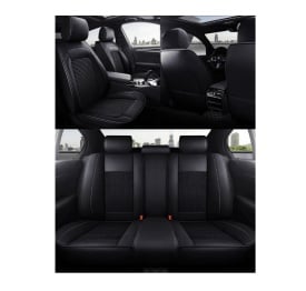 Set huse scaune auto compatibil VW Golf VI 2009-2012, fata-spate, piele cu textil, negru - Img 3